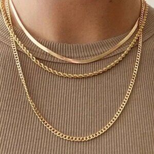 NWOT Layered Gold Chain Necklace Set